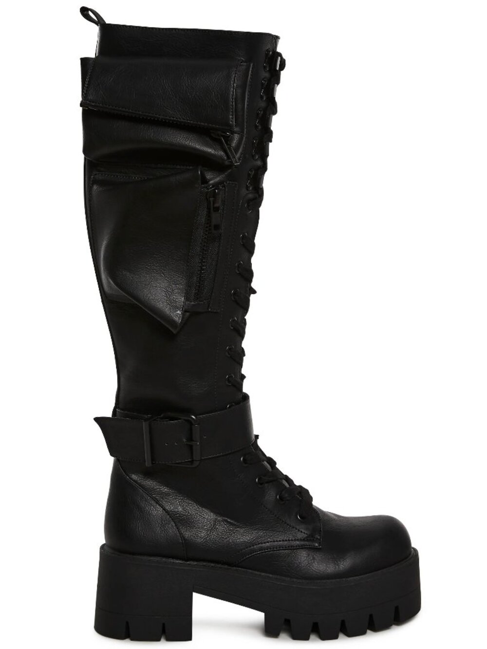 Dolls Kill Current Mood Obsidian Pocket Knee High Boots